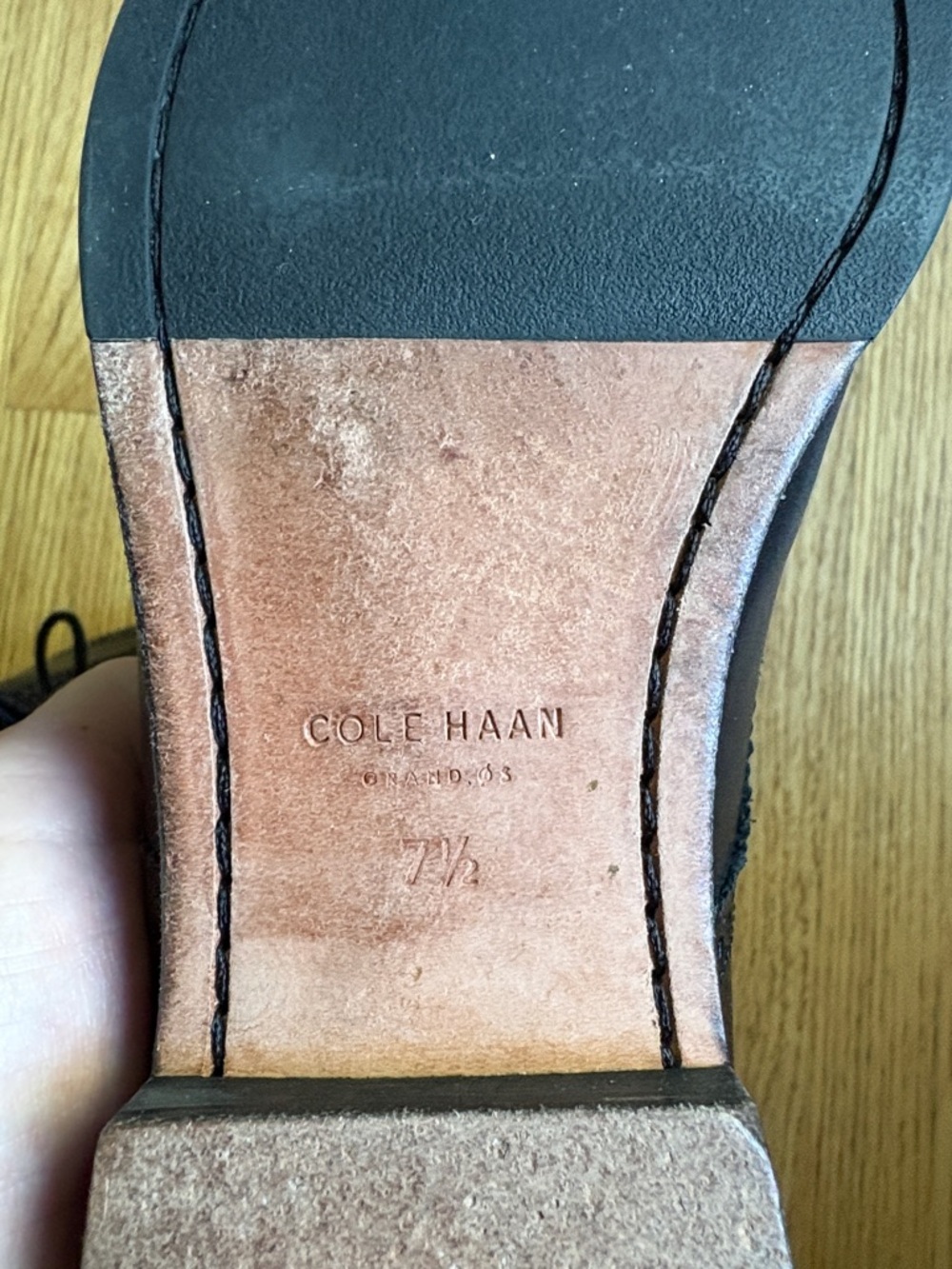 Cole Haan 7.5 Black Leather Brogue Derby Oxfords - Picture 7 of 8